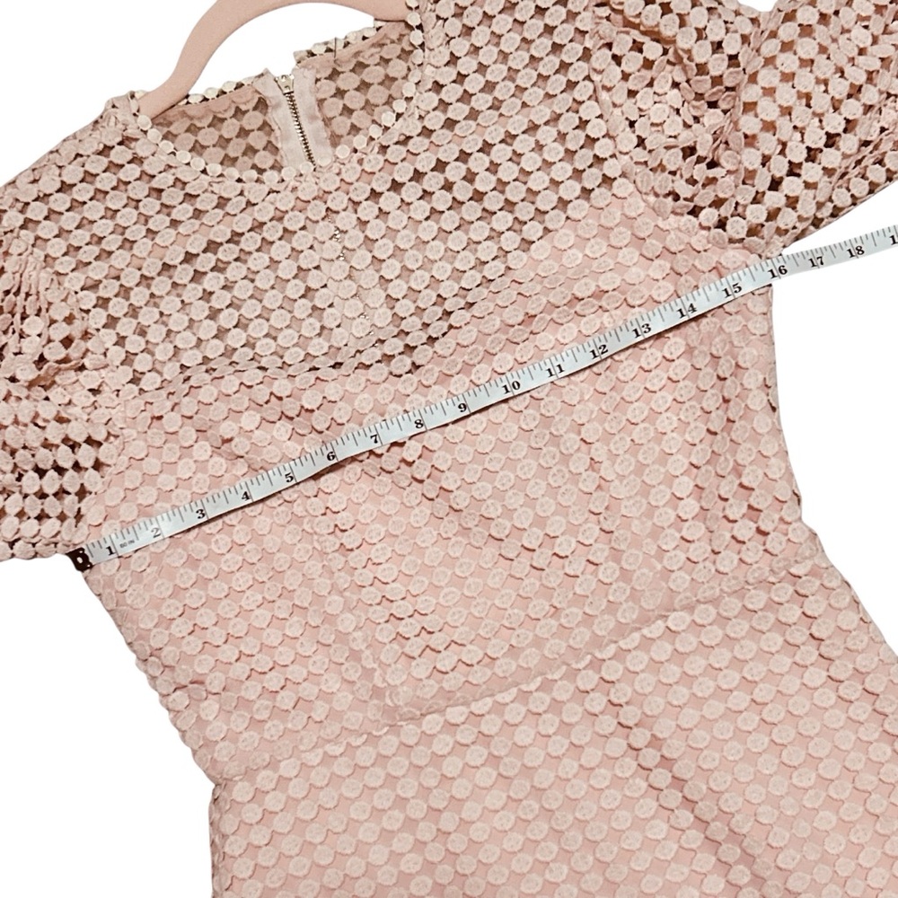 DONNA MORGAN NWT Blush Embroidered Lace Puff Sleeve Dress 2 - Picture 8 of 14